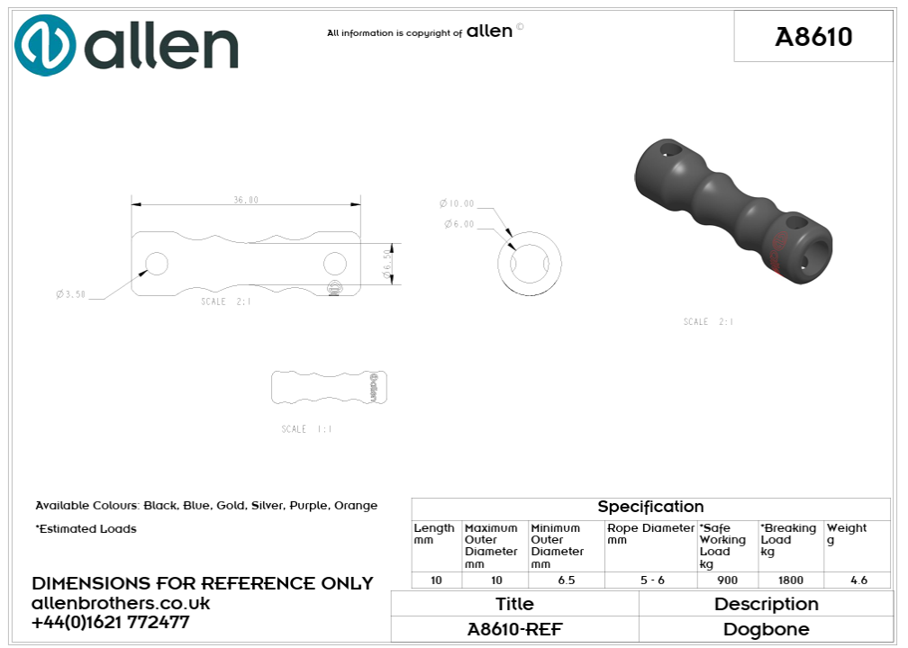 10mm Dog Bone (Allen)